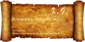 Korencsi István névjegykártya